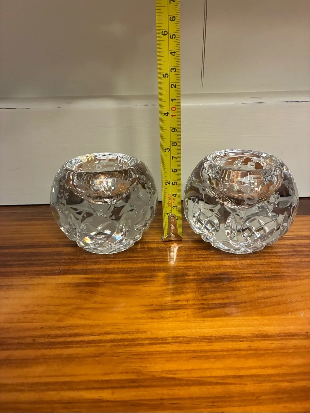 Vintage Rogaska Crystal Gallia Votive Holders Pair Original Factory Stickers